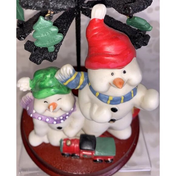 Snowmen w/ Metal Tree w/ Wood Base & Ornaments Christmas Holiday Living 11 Inch - Picture 3 of 12